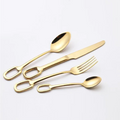4Pcs Luxury Cutlery Set Stainless Steel Knife Fork Spoon Tableware European Dinnerware Creativity Hangable Design Support Logo
