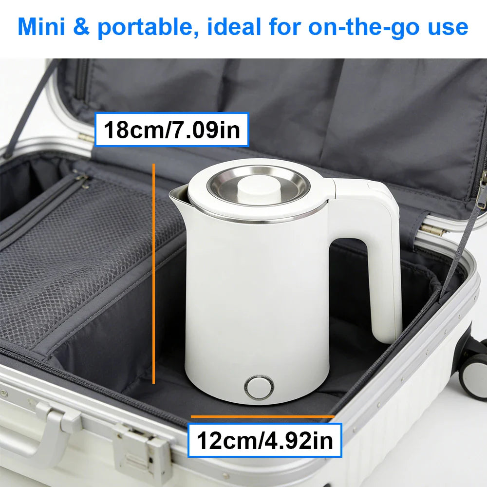 1.0L  Travel Electric Kettle Portable  Stainless Steel Automatic Power Water Boiler  For Trip Camping Abroad Smart Kettle Pot