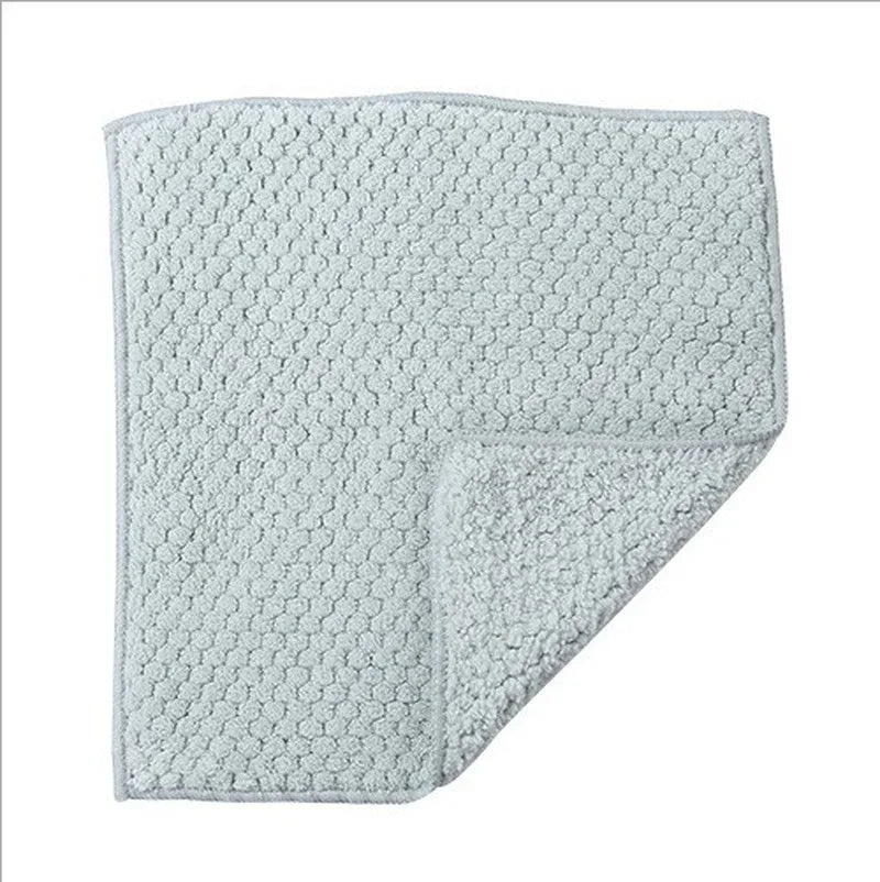 Kitchen Cleaning Dining Wash Towel Absorbent Square Microfiber Dishcloth Household Thickened Cloth Tool Supply Accessory New