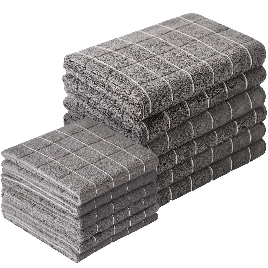 12pcs Microfiber Kitchen Towels and Dishcloths Set, 26 X 18 Inch and 12 X 12 Inch, Bulk Lint Free Dish Towels for Drying Dishes