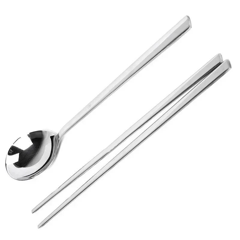 Korean Tableware Set High Quality Stainless Steel Dinner Set Colors Luxury Dinnerware Spoon Chopsticks Cutlery Small Tools