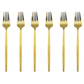 6 Pcs Silvere/Golden Flatware 8.2 Inch Stainless Steel Dinner Fork  Camping Dinnerware Set Tableware Eating Utensils