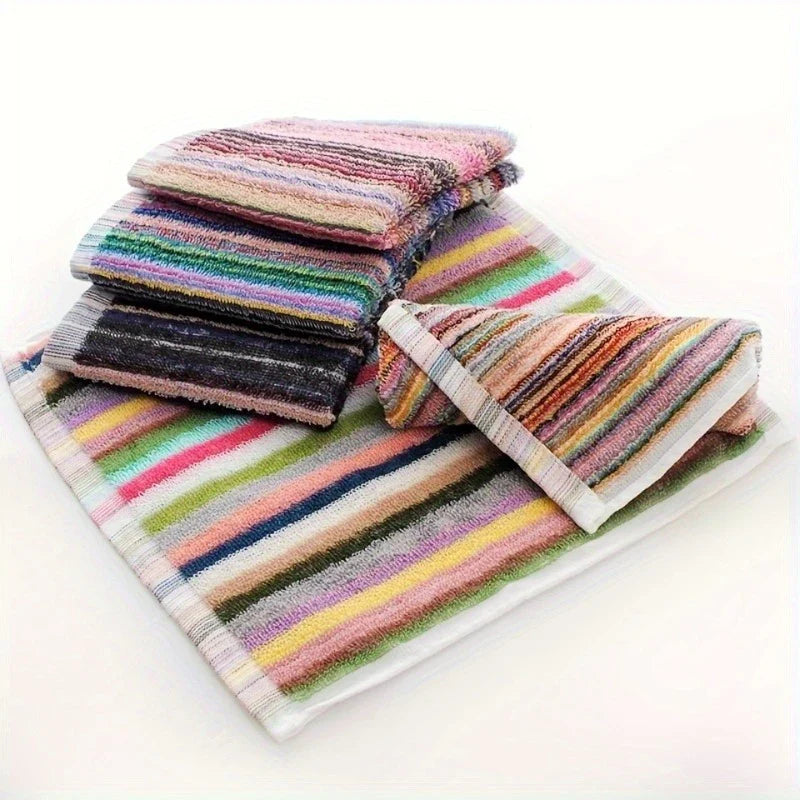 10pcs Multicolor Striped Cotton Dish Cloths-Heavy-Duty Absorbent Multi-Color Cleaning Towels Suitable, Dishwashing,household