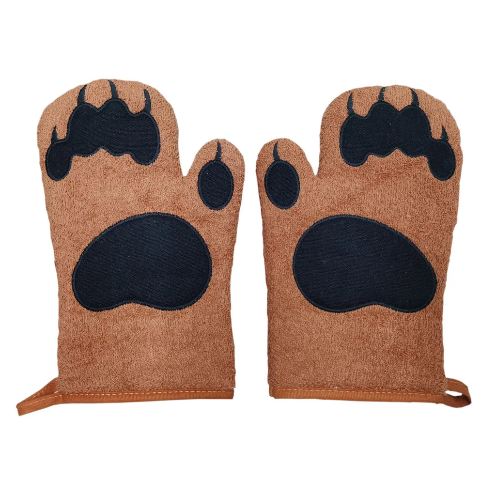 Hot Selling Microwave Oven Mitts Heat Resistant Cotton Gloves Bear Paw Heat Insulated Baking Gloves