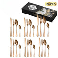 Silverware Set for 6,24 Piece Stainless Steel Flatware Utensils Cutlery Set Including Steak Knife Fork and Spoon,Dishwasher Safe