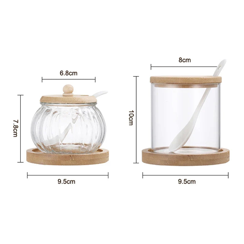 Glass Seasoning Jar Combination Set Single Salt Shaker Sugar Bowl Nordic Japanese Seasoning Box with Lid Kitchen Household Items