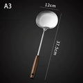 Long Handle Mushroom Shovel Kitchen Cooking Utensils Stainless Steel Wok Spatula Chef-specific Cooking Spoon Wooden