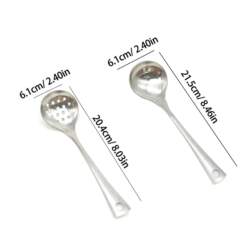 Stainless Steel Soup Ladle Creative Long Handle Soup Spoon Cutlery Hotel Hot Pot Spoon Home Kitchen Cooking Essential Tools