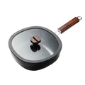 Cookware Refined Iron Square Frying Pan No Coating Flat Bottomed Stir Fry Pot Mini Wood Handle Nonstick Pan Induction Cooker