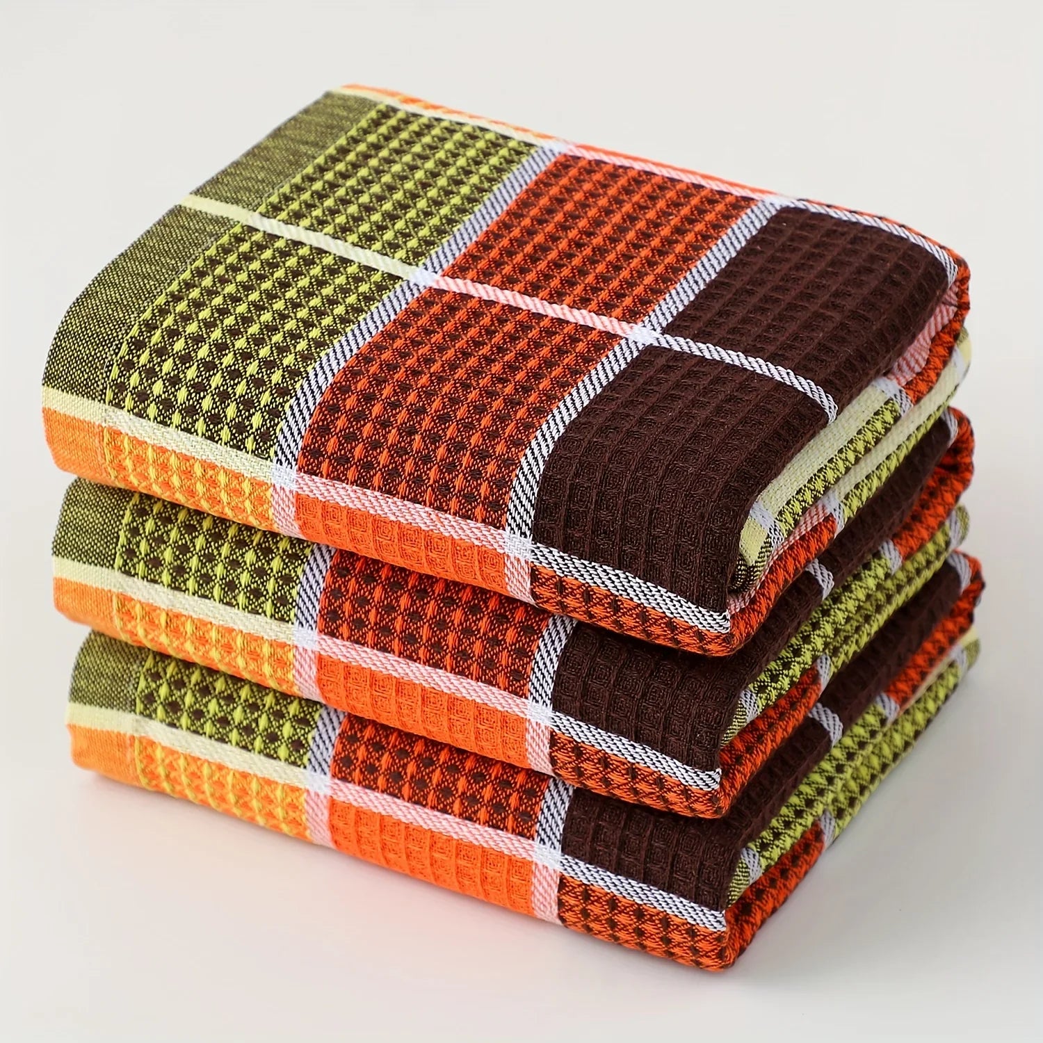3-Pack, 38Cm*65Cm, Soft and Absorbent Kitchen Towels, with Colorful Checkered Pattern Dishcloths, Suitable for Drying Dishes and Household Use, Machine Washable, Stylish Dish Towels, Modern Design, High-Quality Weaving, Multi