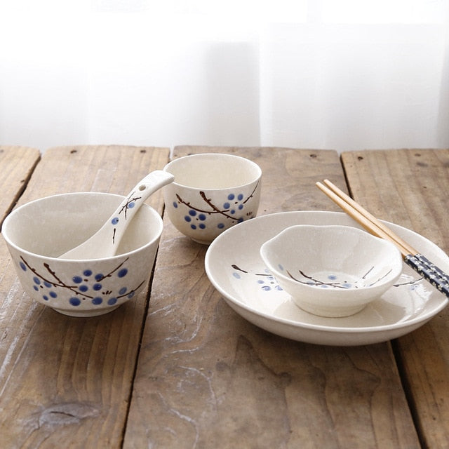 Japanese Style Ceramic Tableware Set Household Cutlery Creative Ceramic Dinnerware dining table dish set dinner set eco friendly